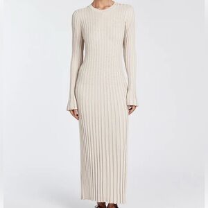 DISSH Cream Ribbed Midi Dress